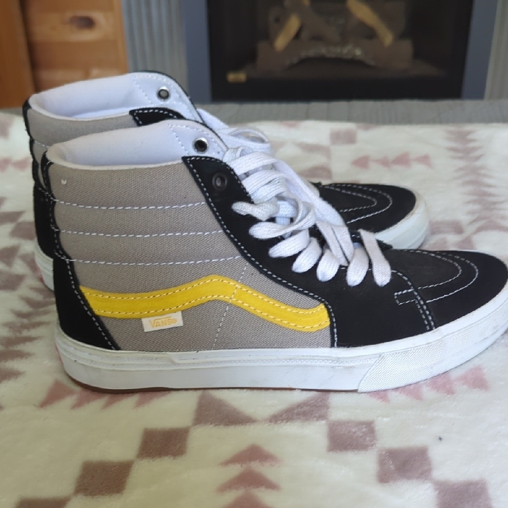 Vans High-Top Sneakers - Black, Gray, Yellow Accents